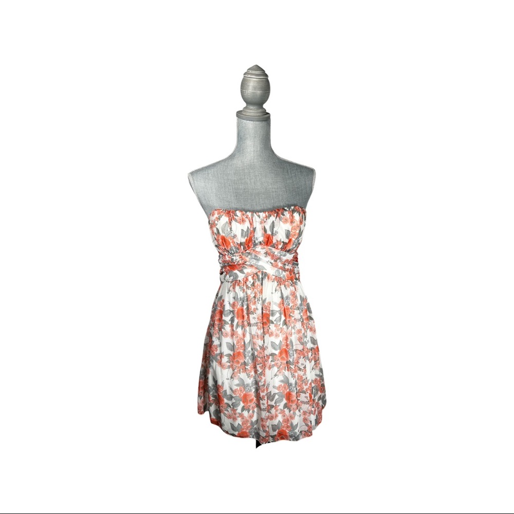 Pink and gray floral dress